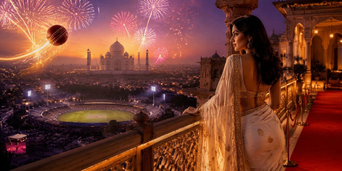 Indian user placing bets on mobile device with cricket and casino options